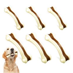 Sosation 6 Pcs Dog Meal Toys for Aggressive Chewers Nylon Beef Flavor Bones Tough Puppy Teething Toys Puppy Chew Bones for Large Medium Small Breed Dogs Puppies Pets Chew Toys(Large Medium)