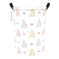 QUEENLALA Large Storage Basket,Laundry Hamper/Bathroom/Home Decor/Collapsible Round Storage Bin,Boys and Girls Hamper/Boxes/Clothing(Round-Rose Castle)