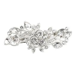EneQutum Crystal Hair Barrettes, White Rhinestone Leaf Shape Hairpins Hair Clips, Sparkly Austrian Hairgrip Hair Headwear Accessories for Women Girls