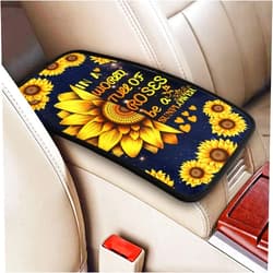 Indokyeyqaz Universal Car Center Console Cushion Pad, Yellow Sunflower Flowers Soft Waterproof Car Center Console Cover Auto Armrest Seat Box Cover Protector for Most Vehicle SUV Truck Car