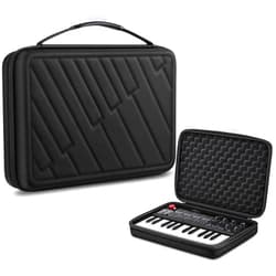 FINPAC Semi-Hard Carrying Case for AKAI Professional MPK Mini MKII & MK3 & MPK Mini Play | Alesis V Mini 25 Key USB MIDI Keyboard Controller Case with Cable Slot for Business, Travel (Black)