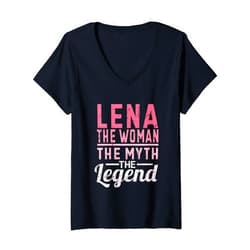 Funny Personalized Girl Name Lena Gift Lena The Woman The Myth The Legend Name Lena V-Neck T-Shirt