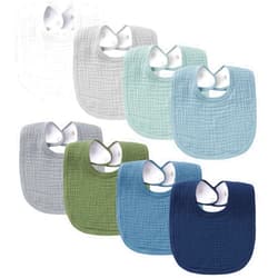 Konssy Muslin Baby Bibs 8 Pack Baby Bandana Drool Bibs Cotton for Unisex Boys Girls, 8 Solid Colors Set for Teething Drooling