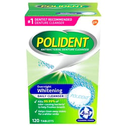 Polident Overnight Whitening Denture Cleanser Tablets - 120 Count