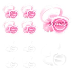 Beyoslf Glue Rings Lash Rings for Glue, 300PCS Lash Glue Rings for Eyelash Extensions Smart Eyelash Glue Holder Cups Disposable Ring Eyelash Extension Supplies Heart Eyelash Glue Ring Volume Fan Pink