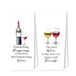 ArtisaEura Friends and Wine Kitchen Towels Set of 2, Gifts for Wine Lovers Dish Tea Bar Towels for Kitchen Bar Cart Decor, Wines Gifts for Women Men Decorative Hand Towels, 16x24 Inches