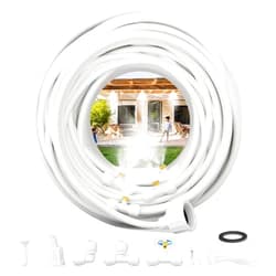 MISSIGO Misting Systems White, Outside Patio Misters, 100FT Misting Cooling System+30 Brass Mister System+2 PE Antioxidant Adapters 3/4