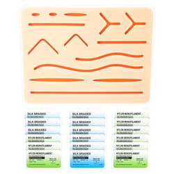 Ultrassist Suture Refill Kit for Medical and Vet Students, Large Silicone Stitch Pad with Pre-Cut Wounds & Various Sutures, Ideal Practice Suture Training Kit (Education Use Only)