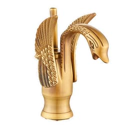 GGStudy Bathroom Faucet Antique Brass Swan Single Handle One Hole Bathroom Vanity Faucet Basin Tap Deck Mount Lavatory