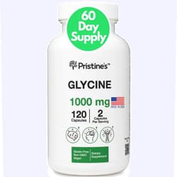 PRISTINE'S Glycine 1000MG Amino Acid Sleep Support Supplement Capsules - 60 Day Supply - Muscle Recovery, Collagen & Kidney Support Supplement - Vegan, Non GMO, Gluten Free
