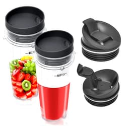 Wadoy 16oz Blender Cup Set Compatible with Ninja Replacement Parts, Single Serve Blender Cups+Sip & Seal lids for Ninja QB3001SS Fit Compact Personal Blender QB3000 BL660 BL740 BL770 BL780 BL810…