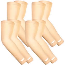 Janmercy 4 Pairs Protective Arm Sleeve for Thin Skin Elderly Skin Protector Sleeve Bruising Abrasions Arm Protection Sleeve(Nude)