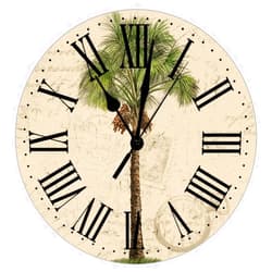 LetusZhogo Palm Tree Wall Clock Tropical Plants Silent Non-Ticking 12 Inch Battery Operated Wooden Home Decor for Kitchen Living Room Bathroom Office Gift Idea