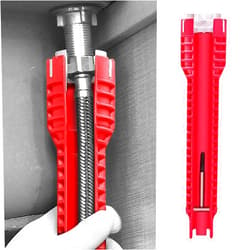 Qiuerte 8 in 1 Multifunctional Sink Bathroom Wrench, Plumbing Installation Tool Household Water Pipe Faucet Washing Basin Corner Valve Sink Repair Removal Tool