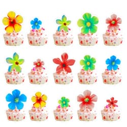 Arthsdite 70Pcs Edible Flowers Cake Decorations Beautiful Flower Cupcake Toppers for Wedding Birthday Party Food Decoration Mixed Size & Colour