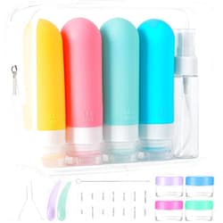 MODENGKONGJIAN 16pack Travel Bottles for Toiletries, TSA Approved LeakProof Squeezable Silicone Toiletry Containers for Shampoo, Conditioner, 3oz Portable Refillable Traveling Size Liquid Containers (16Pcs/Colorful)