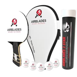 AirBlades AB-6000 Ping Pong Paddle with Hard Carry Case + 3 Star Ping Pong Balls | Table Tennis Paddle with Ergonomic Handle | 5 Blades of Wood with Premium Rubber and Sponge by AirBlades