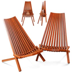 Melino 2PCS Wooden Folding Tamarack Chairs, FSC Certified Acacia Low Profile Adirondack Chairs, Wood Folding Chair for Outdoor, Patio, Porch, Pool, Backyard, Garden, Balcony and Deck - Chestnut - Pair