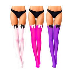 Boao 3 Pairs Over Knee Thigh Highs Stockings with Bow for Women Thigh High Socks Dress for Daily Wear Cosplay