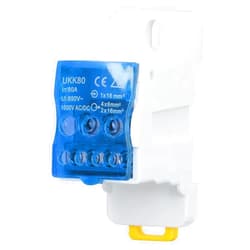 Miskall 690V 80A DIN Rail Terminal Block Distribution Box,Spliceable Brass Conductor Terminal Junction Box,for Various Power Distribution Needs (Blue)