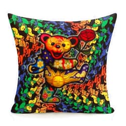 Generic Throw Pillow Covers,Home Decor Square 2 Side Print Light Cotton Linen Pillow Cases for Sofa Couch Cushion Farmhouse Decor Zipper Grateful Dancing Dead Bears Rose 18