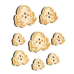 Sniggle Sloth Kawaii Octopus Wood Buttons for Sewing Knitting Crochet DIY Craft - Various Sizes (8pcs)