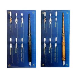 Hillento Marble Wood Manga Calligraphy Drawing Pen Kit, Professional Comic Dip Pen, Includes 2 Comic Pen Holders Handles, 12 Nibs for Lettering Sketching, Art, Calligraphy, Black and Gold