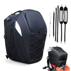 MZS Motorcycle Tail Bag, 38L Expandable Dual Use Helmet Bag Luggage Storage Backpack with Waterproof Rain Cover - Multifunctional Motorbike Rear Seat Bag Accessories