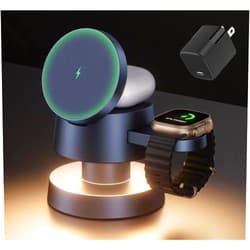 iVANKY for iPhone 16 Pro Max 4 in 1 Wireless Charging Station Cube with Night-Lamp and 30W Adapter for MagSafe Magnetic Charger, 22.5W Travel Stand, 3-in-1 Fast Charge for Apple iWatch Ultra, Airpods