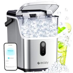 ecozy Smart Nugget Ice Maker Countertop, Pebble Ice Maker with 35lbs/24H Soft Chewable Ice, Self-Cleaning Ice Machine with Voice Control for Home Kitchen Party Bar Office, Stainless Steel