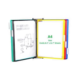 Tarifold Wall Mount Reference System -10 Double-Sided Pockets - 20 Sheet Capacity - A4 Size - Portrait Mode - Assorted Colors (W291A4)