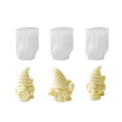 Xidmold 3pcs Bee Dwarf Candle Soap Mold, 3D Bee Gnome Silicone Molds for Chocolate, Candy, Cake Decor, Soy Wax Candle, Soap, Plaster, Resin Art