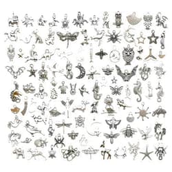 Youdiyla Animal Charms Collection, BULK 100 Mini Small Silver Charms Metal Pendant Craft Supplies Findings for Necklace and Bracelet Jewelry Making (HM289)