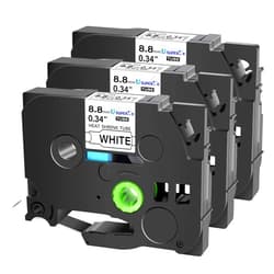 USUPERINK 3 Pack Compatible for Brother P-Touch HSe-221 HSe221 HS-221 HS221 Black on White 8.8mm 0.34'' Heat Shrink Tubing Label Tape for Wire Cable use in PT-P710BT P700 P750W P900 Label Printer