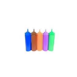 bark and lindy Rainbow Colors BPA Free Food Prep 12 oz Plastic Condiment Squeeze Bottle with Twist On Cap for Hot Sauces Ketchup Mustard Mayo Bundle of 5 Colors