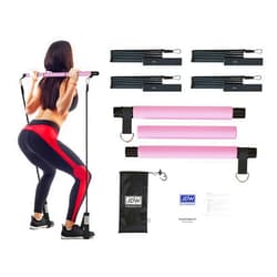 JDW Products Pilates Bar Kit | 2 Standard & 2 Strong Bands for Full-Body Workout | Storage Bag Included | Fitness Equipment for Home Gym, Yoga