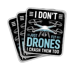 Vybonz 3Pcs I Don’t Just Fly Drones I Crash Them Too Sticker Funny Drone Lover Tech Gift for Tech Lovers Drones Pilots Stickers Drone Pilots Techies Decal for Laptop Water Bottle Toolbox Case Cars 3