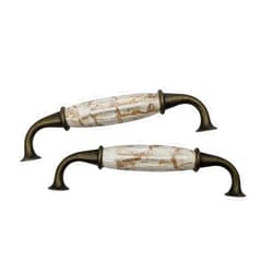 DIY Decor Hub DIY Décor Hub-Set of 12 Antique Brass Ceramic Pumpkin Handles with Brown Marble Finish
