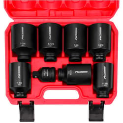 SEDY SAE Deep Impact Socket Set 8-Piece 1/2-inch Drive Wheel Axle Nut Wrench Large Sockets Standard Adapter 1-11/16 1-9/16 1-3/8 1-7/16 1-1/2 1-5/8 1-3/4 Imperial Spindle Joint Torque Bearing Locknut Truck