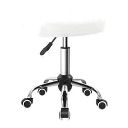BFTOU White Minimalist Square Swivel Stool with Wheel for Work SPA Shop Massage Height-Adjustable and Cost-Effective Rolling Stool Chair