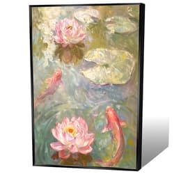 KOEUIRW Vintage Koi Fish Canvas Wall Art Traditional Chinese Pink Lotus Posters Feng Shui Lucky Carp Lotus Flower Leaves Pond Paintings For Living Room Bedroom Dorm Wall Decor 12x16in Unframed