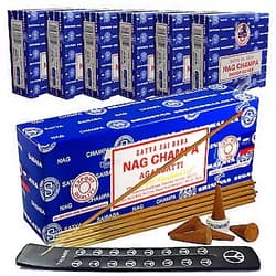 TRUMIRI Nag Champa Incense Sticks 250g And Cones Variety Pack With Burner Holder Bundle From Satya Incense 250g Trumiri For Smudging And Aroma Nag Champa 250g