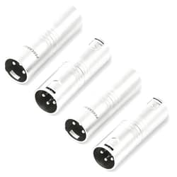 Pegcabac 4-pcs XLR to XLR Gender Changer Adapter - Male to Male, XLR 3-Pin Male to XLR 3-Pin Male Gender Changer Connectors for Microphones Audio Equipment Mixers, Silver