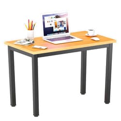 DlandHome 31.5 inches Small Computer Desk for Home Office Activity Table Writing Table for Small Spaces Study Table Student Laptop Desk Teak and Black DND-AC3BB-8040