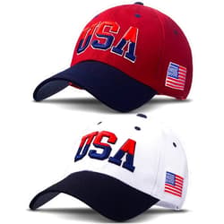 Coume 2 Pieces Patriotic Baseball Cap Adjustable Cotton Dad Hat USA Embroidered American Flag Cap for Men Women