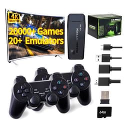 TEFELE Wireless Retro Game Console, Plug-and-Play Retro Video Games, Built-in 20,000+Games and 23 Emulators, Classic Video Games with 4K HDMI Output, with Upgrade Dual 2.4G, Controllers Black(64gb)