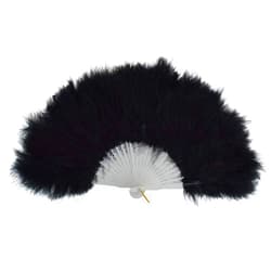 Wobe 20s Vintage Feather Fan Flapper Dance Roaring Gatsby Burlesque Handheld Marabou Feather Fan Flapper Accessories (Black)
