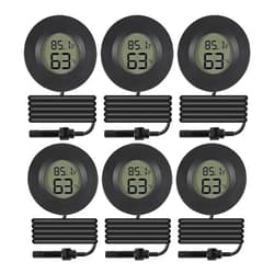 DWEII 6 Pack Mini Hygrometer Thermometer Meter Digital LCD Monitor Indoor Room Round Humidity Temperature Gauge with Probe for Humidors Home Greenhouse Babyroom Reptile Incubator Monitor