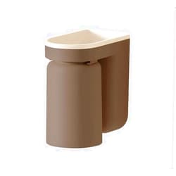 Goodening Toothbrush Holder for Bathroom,Wall Mounted Toothpaste Holder Organizer, Self Adhesive Hanging Mount for Bathroom Toothpaste Shaver Loofah & Electric Toothbrush(Brown)