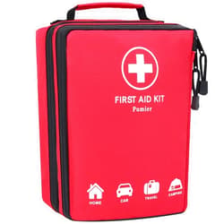 Pumier Home-Car-First-Aid-Kit-Camping-Essentials-Empty Bag, Labelled, Double Layer, Large Empty Waterproof Zipper Medical Storage Bag, Idea for Vehicles, Businesses, Travel, Boat, Hiking, Emergency Survival
